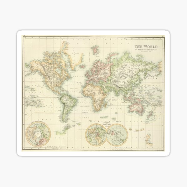 Item preview, Vintage Map of The World (1872) designed and sold by BravuraMedia.