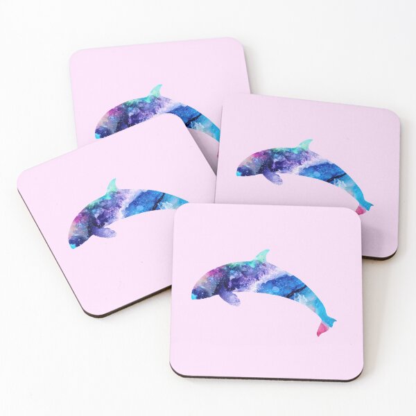 Item preview, Blue Pink Watercolor Dolphin designed and sold by blue-jay-art.