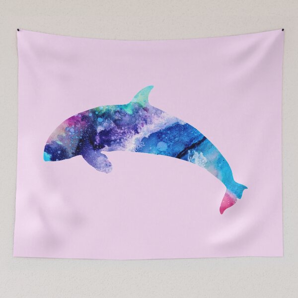 Item preview, Blue Pink Watercolor Dolphin designed and sold by blue-jay-art.
