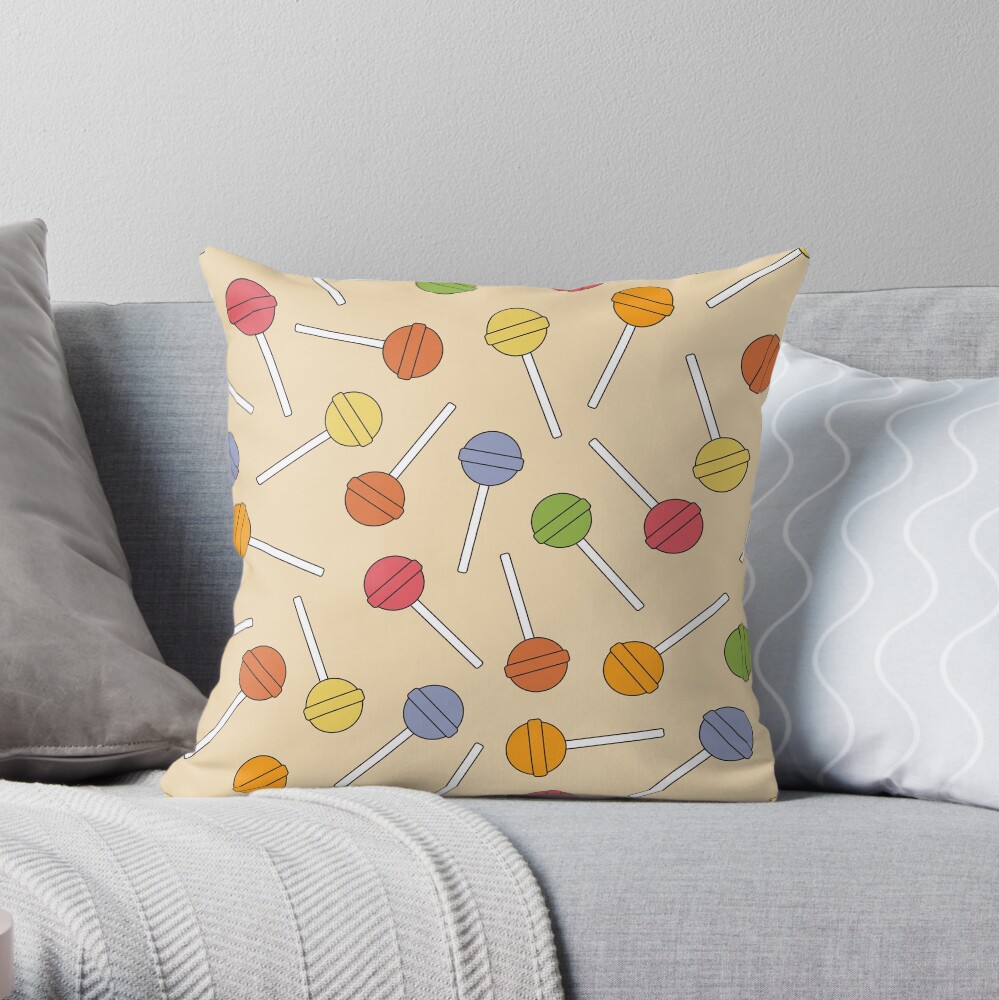 Happy Lollipop Sugar Candy Throw Pillow