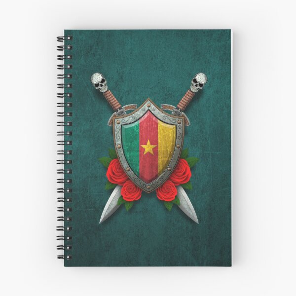 Item preview, Cameroon Flag on a Worn Shield and Crossed Swords designed and sold by JeffBartels.