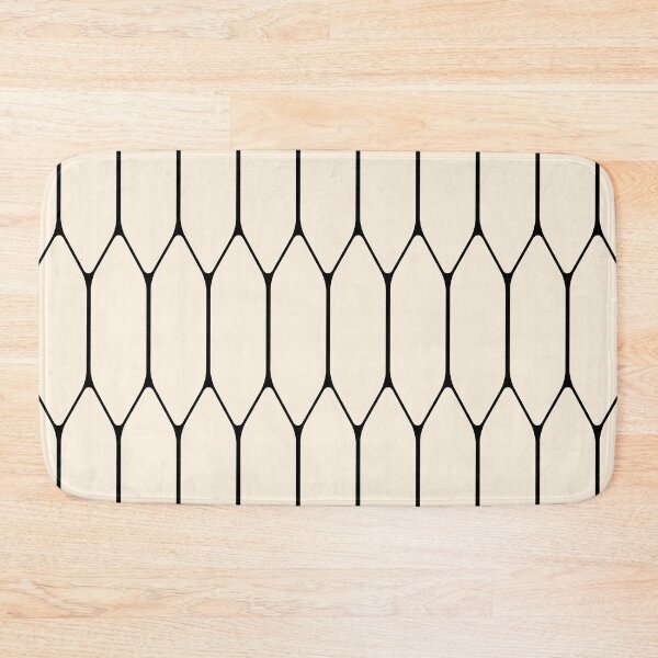 Artikel-Vorschau von Long Honeycomb Minimalist Geometric Pattern in Schwarz und Mandelcreme, designt und verkauft von kierkegaard.