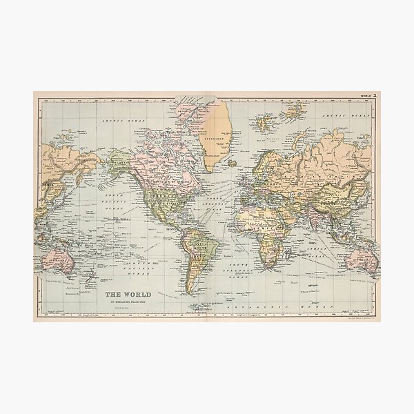 Item preview, Vintage Map of The World (1892) designed and sold by BravuraMedia.