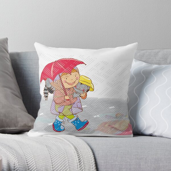In the rain Throw Pillow