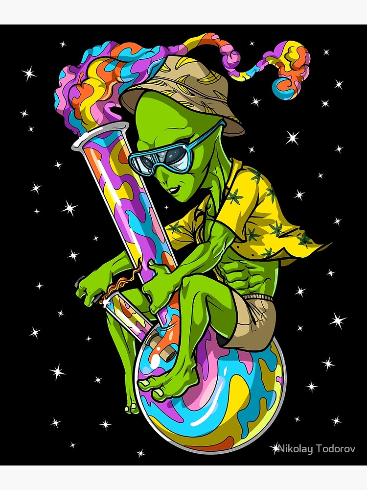 Alien Stoner Weed Bong Trip Premium Matte Vertical Poster sold by ...