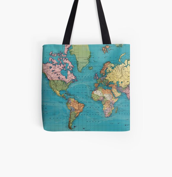 Vintage Map of The World (1897) All Over Print Tote Bag