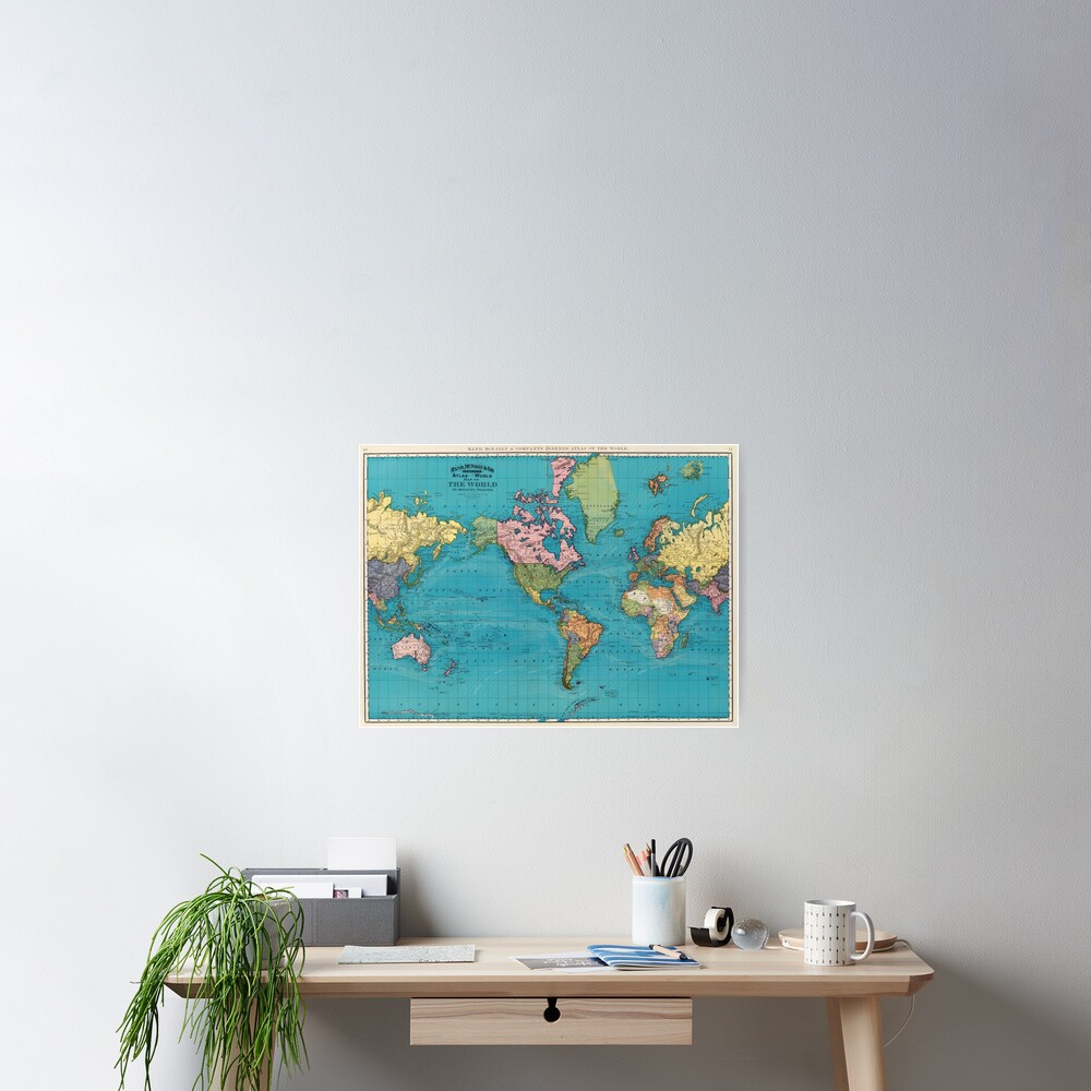 Vintage Map of The World (1897) Poster