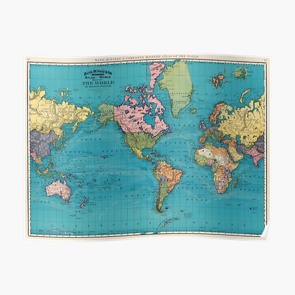 Vintage Map of The World (1897) Poster