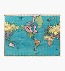 Vintage Map of The World (1897) Photographic Print