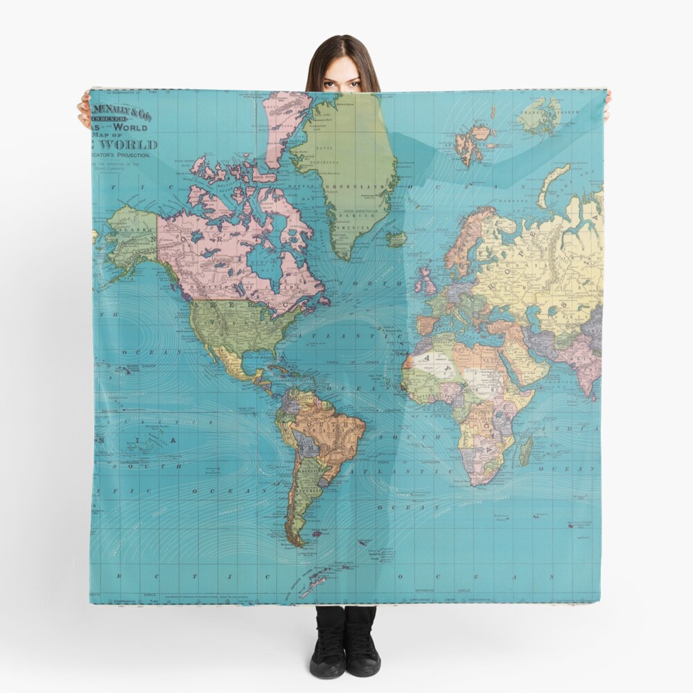 Vintage Map of The World (1897) Scarf