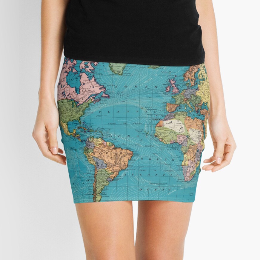 Vintage Map of The World (1897) Mini Skirt
