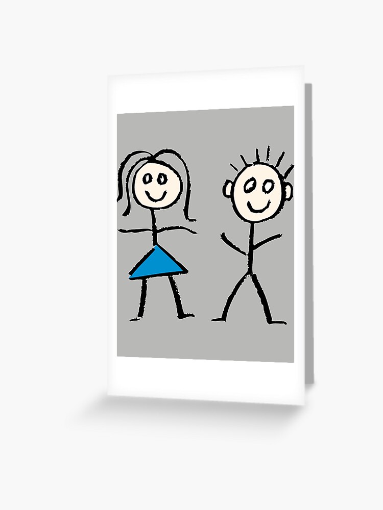 Funny Stickman T-shirt, Cute Stick Girl and Stick Boy Shirt, Stick man  Design, Funny T-shirt | Greeting Card
