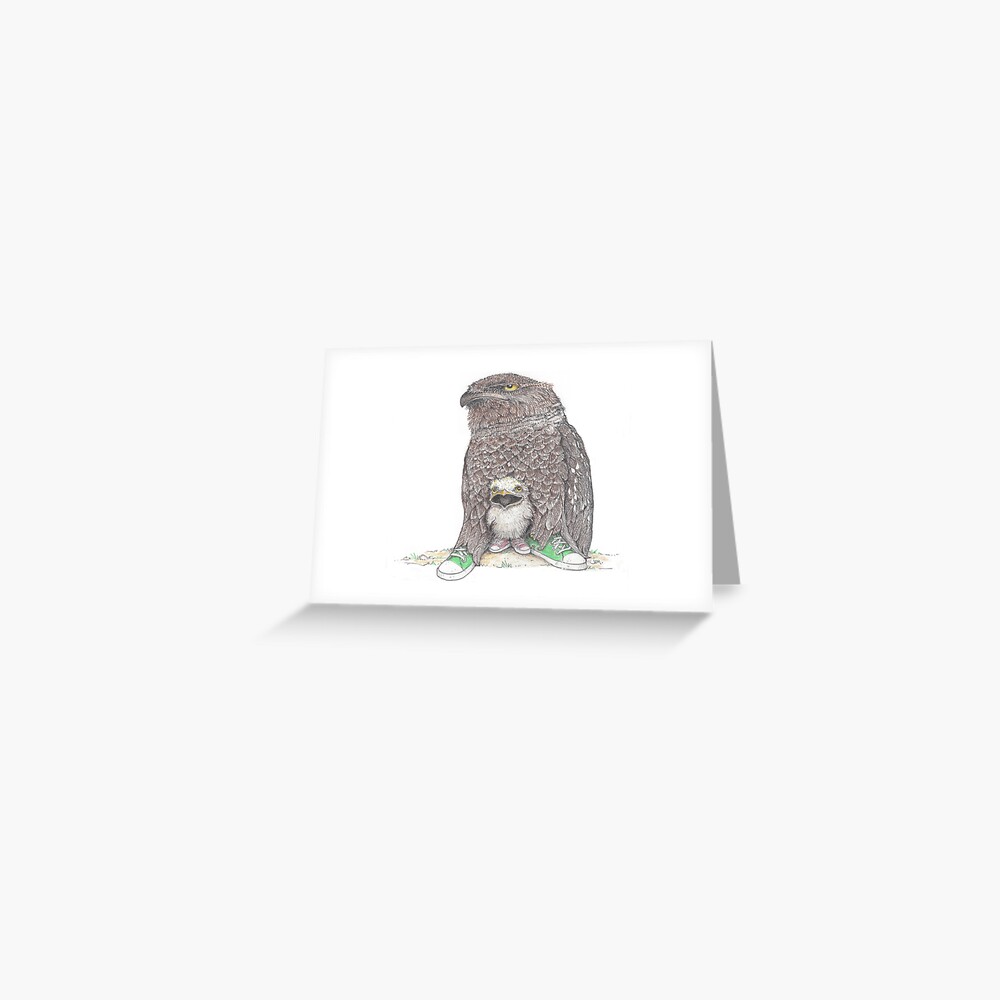 frog mouthed owl and baby in low tops Greeting Card