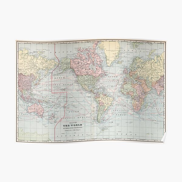 Vintage World Map (1901) Poster