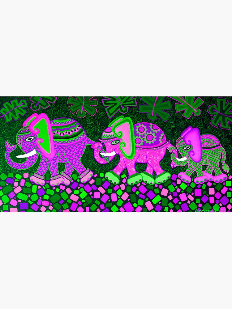 "'Elephant Conga Line' Digitally Altered Colour Scheme" Poster for