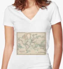 Vintage Map of The World (1911) Fitted V-Neck T-Shirt