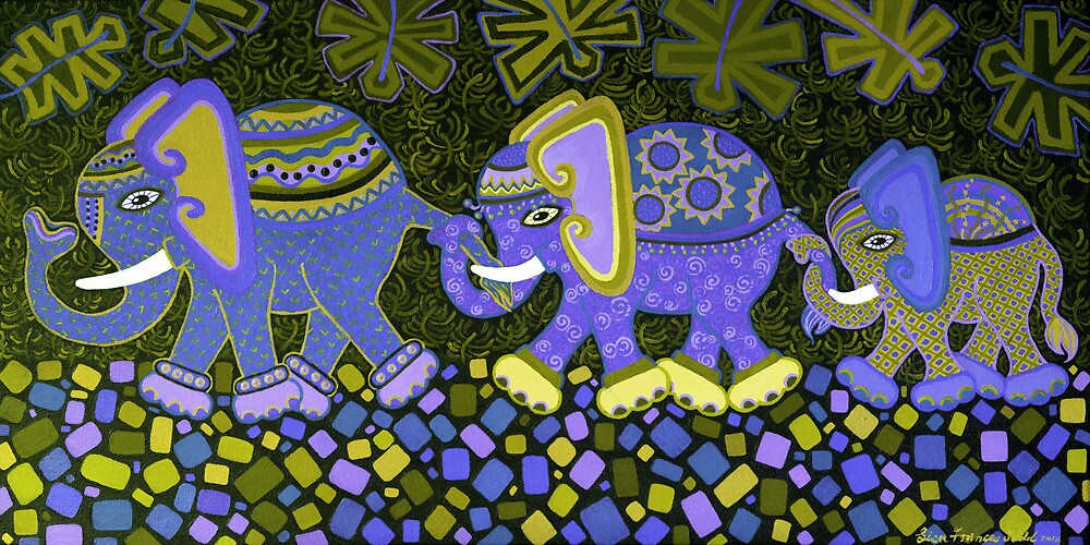 "'Elephant Conga Line' Digitally Altered Colour Scheme" by