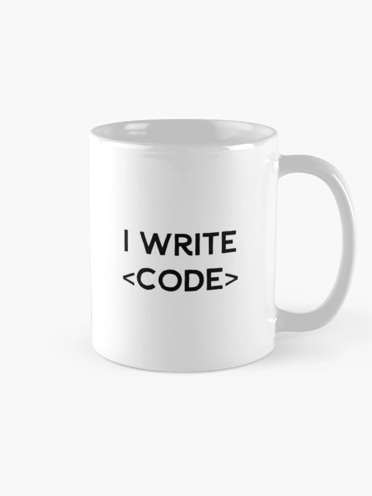 Thumbnail 3 of 6, Coffee Mug, I Write Code (Inverted) designed and sold by developer-gifts.