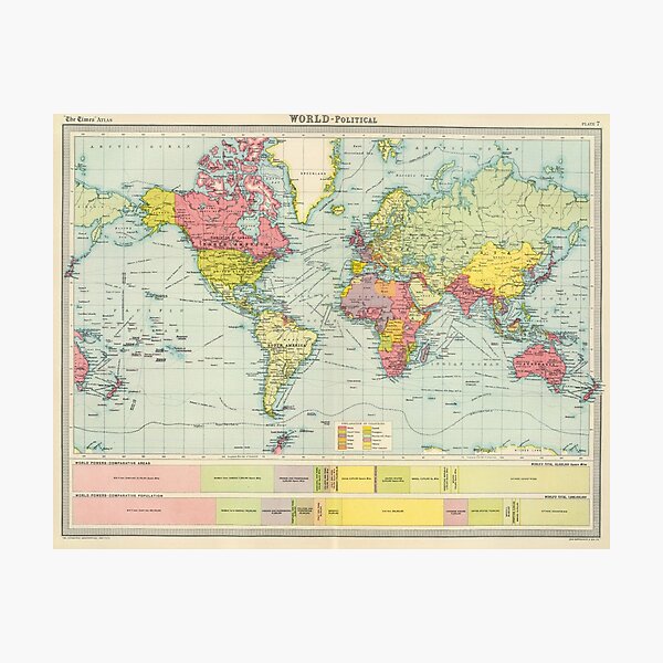 Item preview, Vintage Political Map of The World (1922) designed and sold by BravuraMedia.