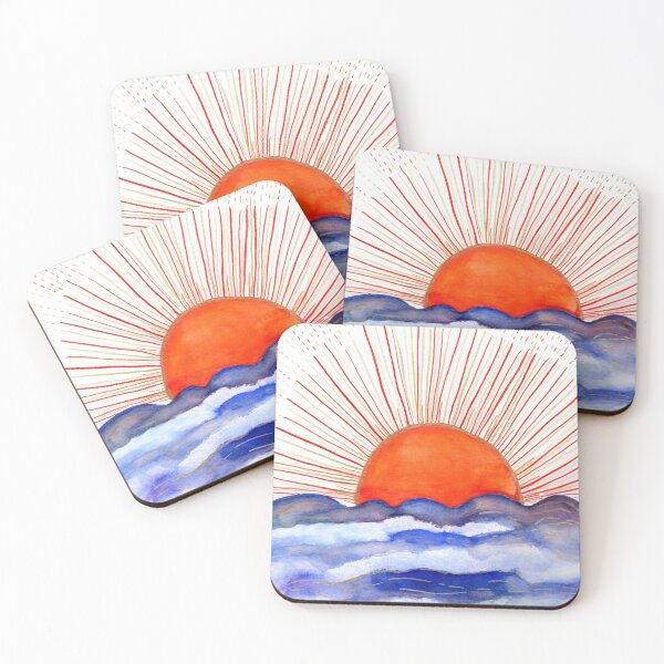 Item preview, Golden Sun rising above the Ocean Watercolor Illustration designed and sold by Sandra Connelly.