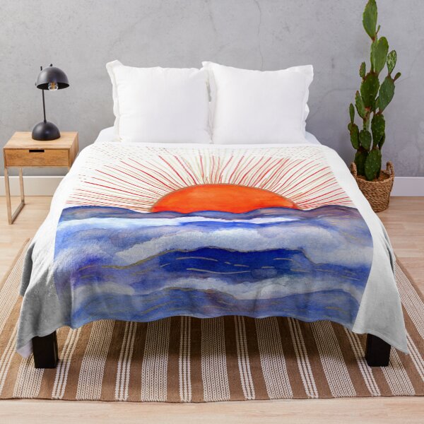 Item preview, Golden Sun rising above the Ocean Watercolor Illustration designed and sold by Sandra Connelly.