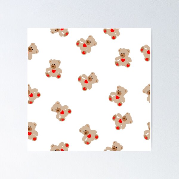 Item preview, Seamless pattern  illustration of hand drawn bear with heart. Beautiful animal design elements. Funny illustration Valentine's Day toy  designed and sold by Eshka.