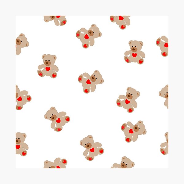 Item preview, Seamless pattern  illustration of hand drawn bear with heart. Beautiful animal design elements. Funny illustration Valentine's Day toy  designed and sold by Eshka.