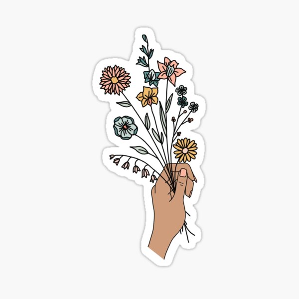 Item preview, hand holding floral bouquet  designed and sold by Caroline Tatko.