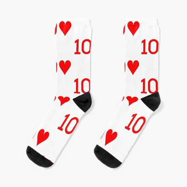 Ten of Hearts Playing Card - Magician & Poker Player Socks