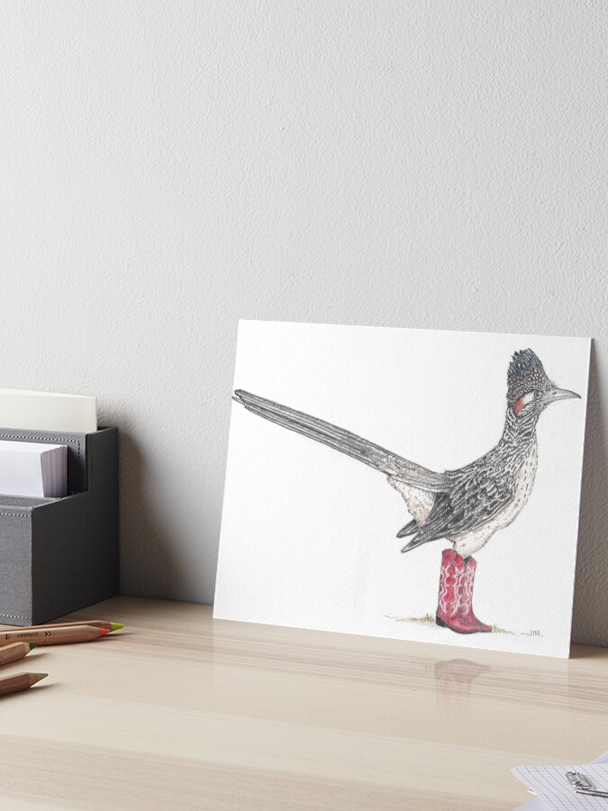 Thumbnail 1 of 2, Art Board Print, Roadrunner in cowboy boots designed and sold by JimsBirds.