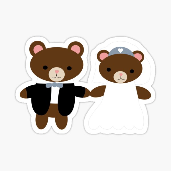Item preview, Bear Bride Groom Cute Kawaii Wedding Couple designed and sold by ValeriesGallery.