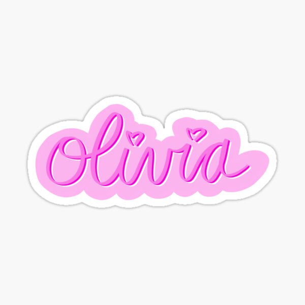 Olivia” Pink Bubble Name Sticker