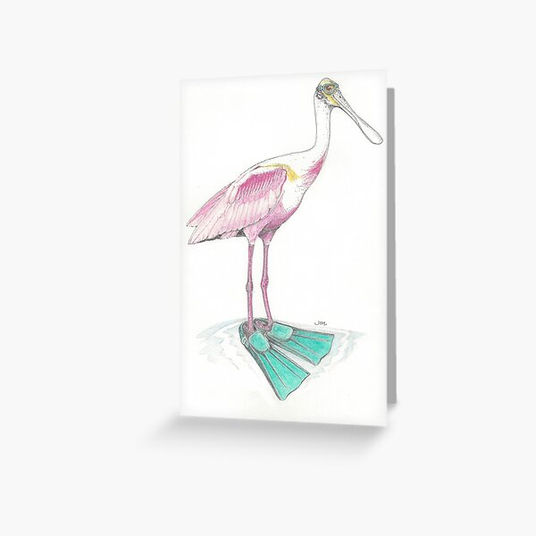 Item preview, spoonbill in swim fins designed and sold by JimsBirds.