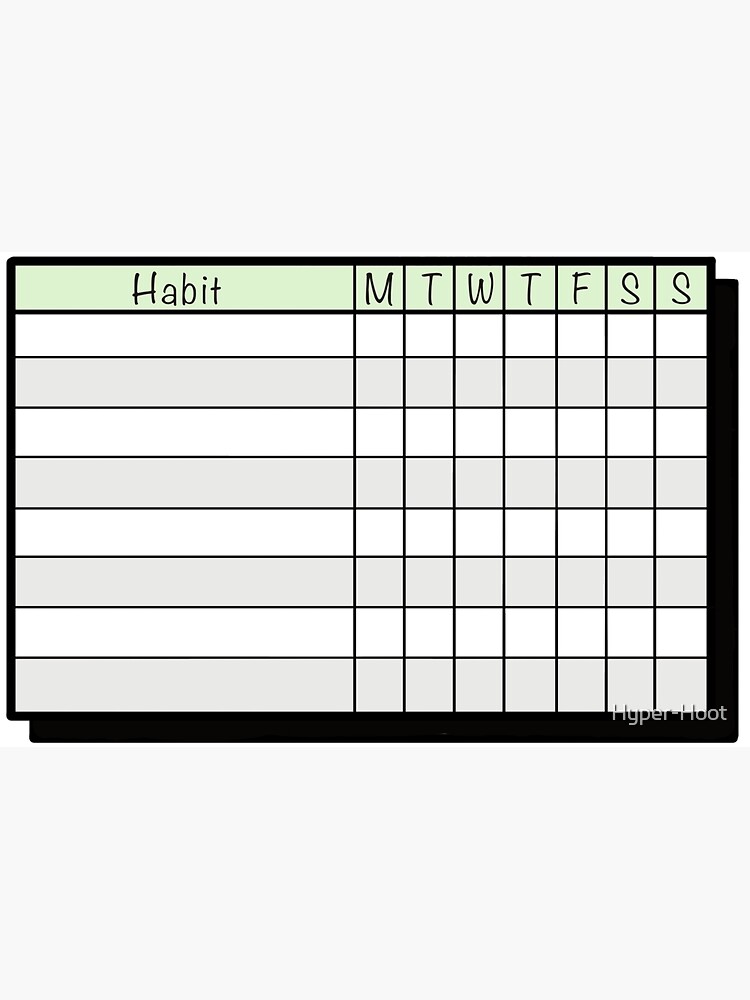 Weekly Habit Tracker Table Sticker