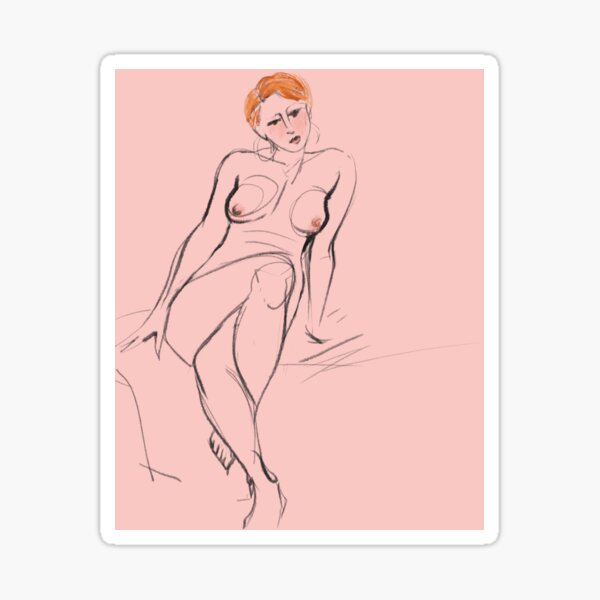 Gestures series: Redhead on Pink Sticker
