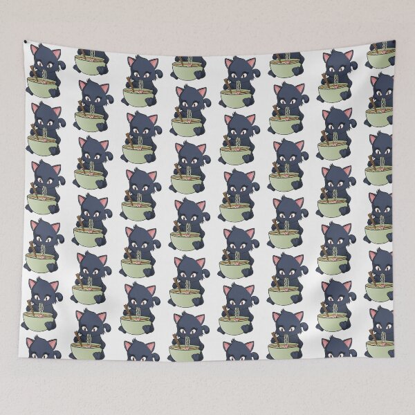 Item preview, Kawaii Cat Ramen Anime Kitty Tile Pattern designed and sold by perfectpresents.