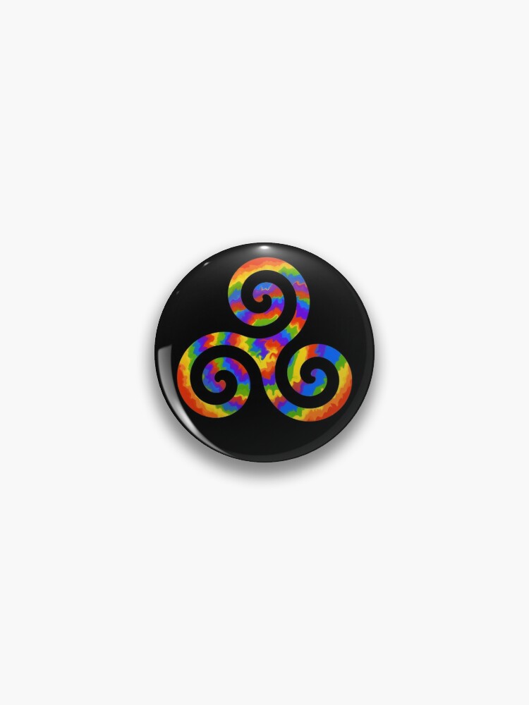 Celtic Triskele Colorful Rainbow - Black background | Pin