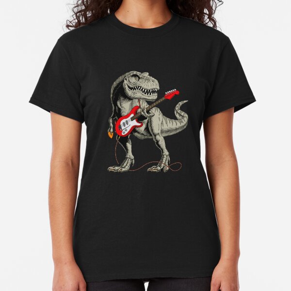 Dinosaur playing electric guitar Classic T-Shirt