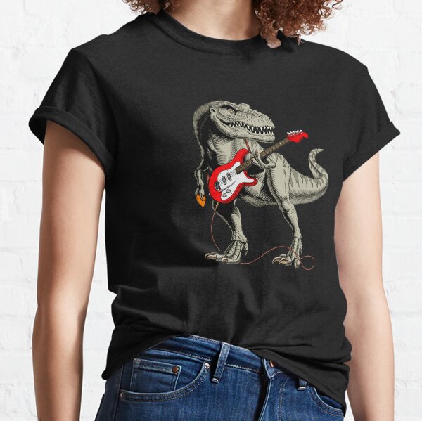 Dinosaur playing electric guitar Classic T-Shirt