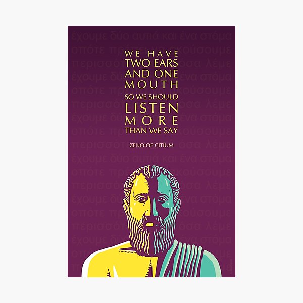 Artikel-Vorschau von Zeno of Citium Inspirational Stoicism Zitat: Wir sollten mehr zuhören, designt und verkauft von Elvin Dantes.
