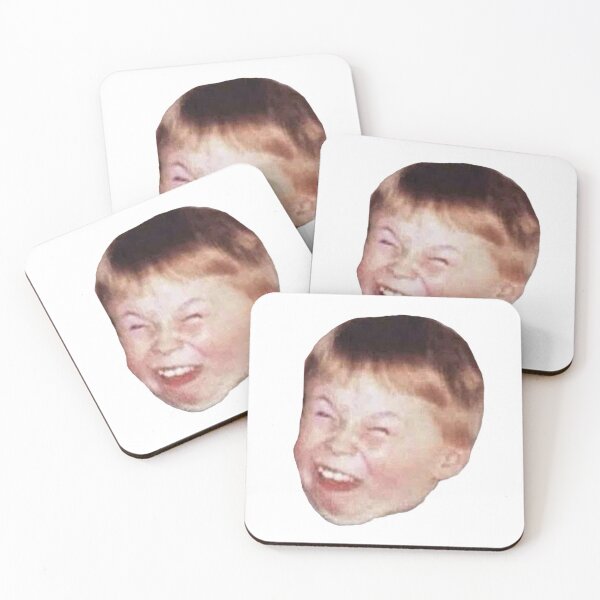 Little Kid Redhead Fat Laughing Mocking Funny Meme Face Coasters (Set of 4)