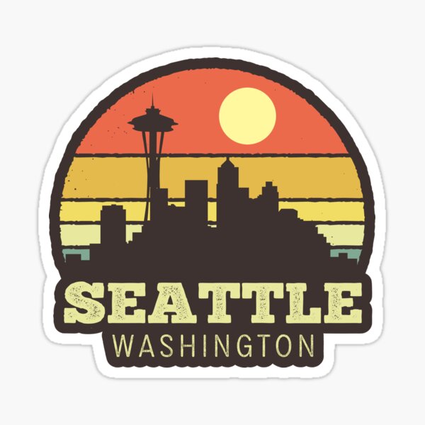 Seattle Washington Vintage Sunset Sticker Sticker