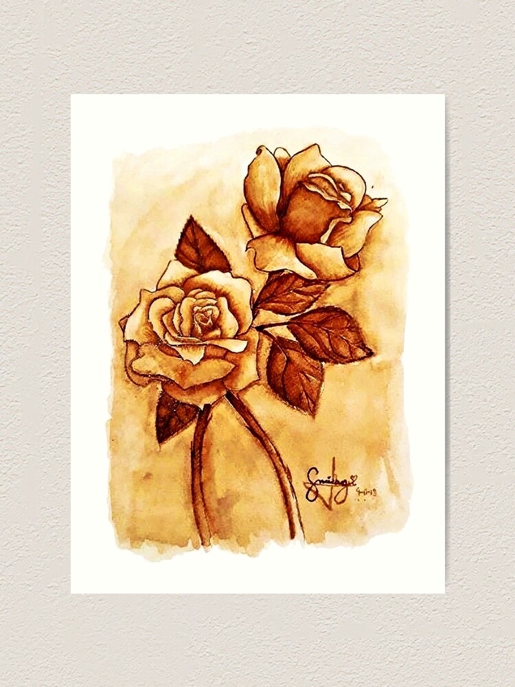 coffee painting rose