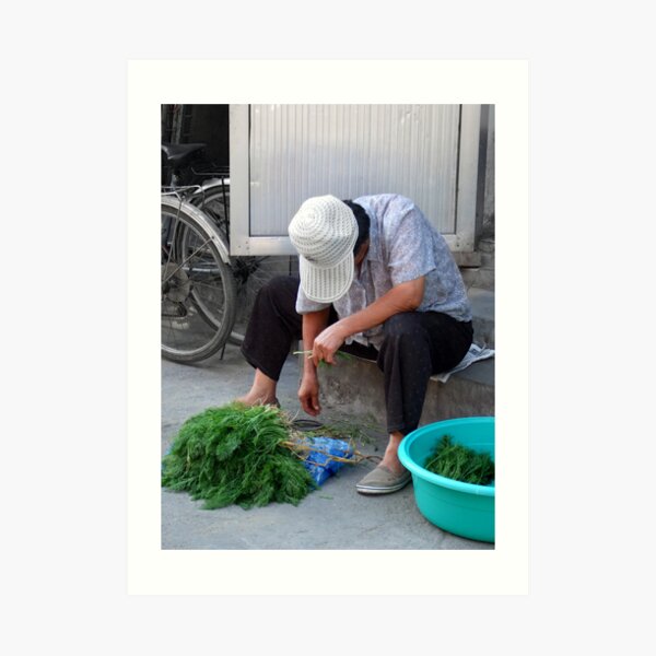 Beijing 2006 - Bundling the herbs Art Print