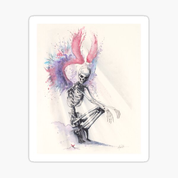Fairyland II watercolor and ink drawing Sticker