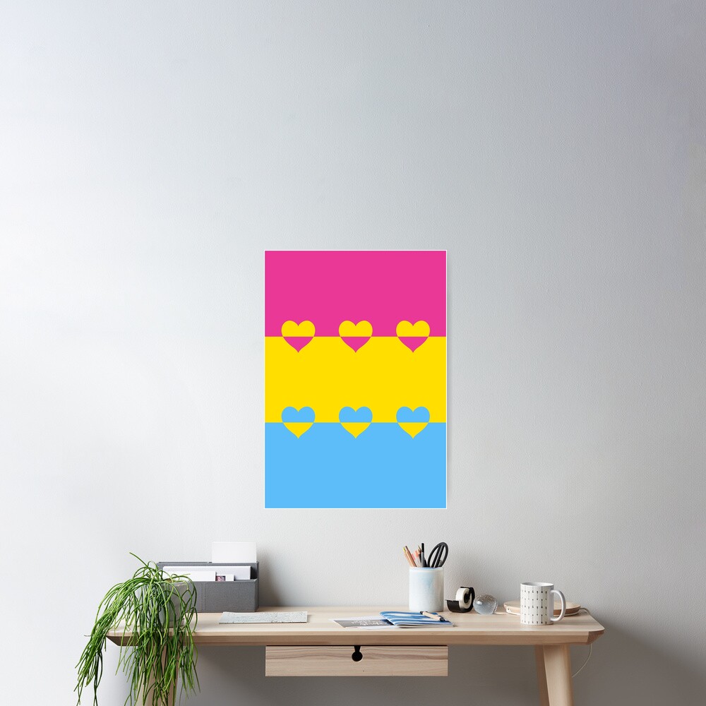 LGBTQ Flag with Hearts v1 - Pansexual Poster