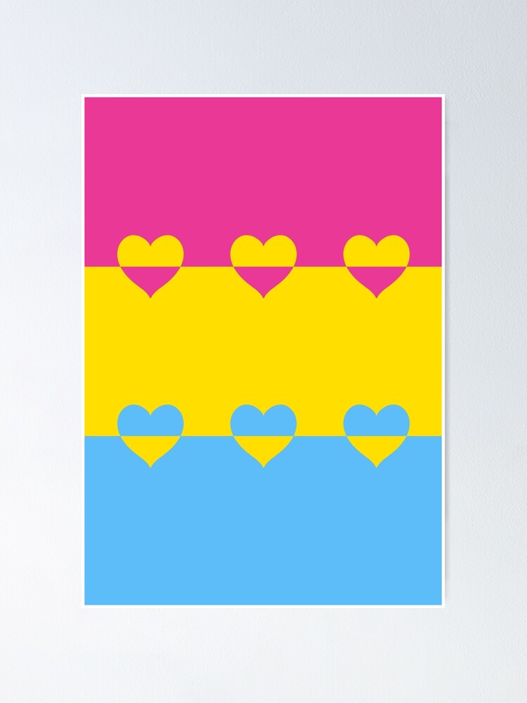 Alternate view of LGBTQ Flag with Hearts v1 - Pansexual Poster