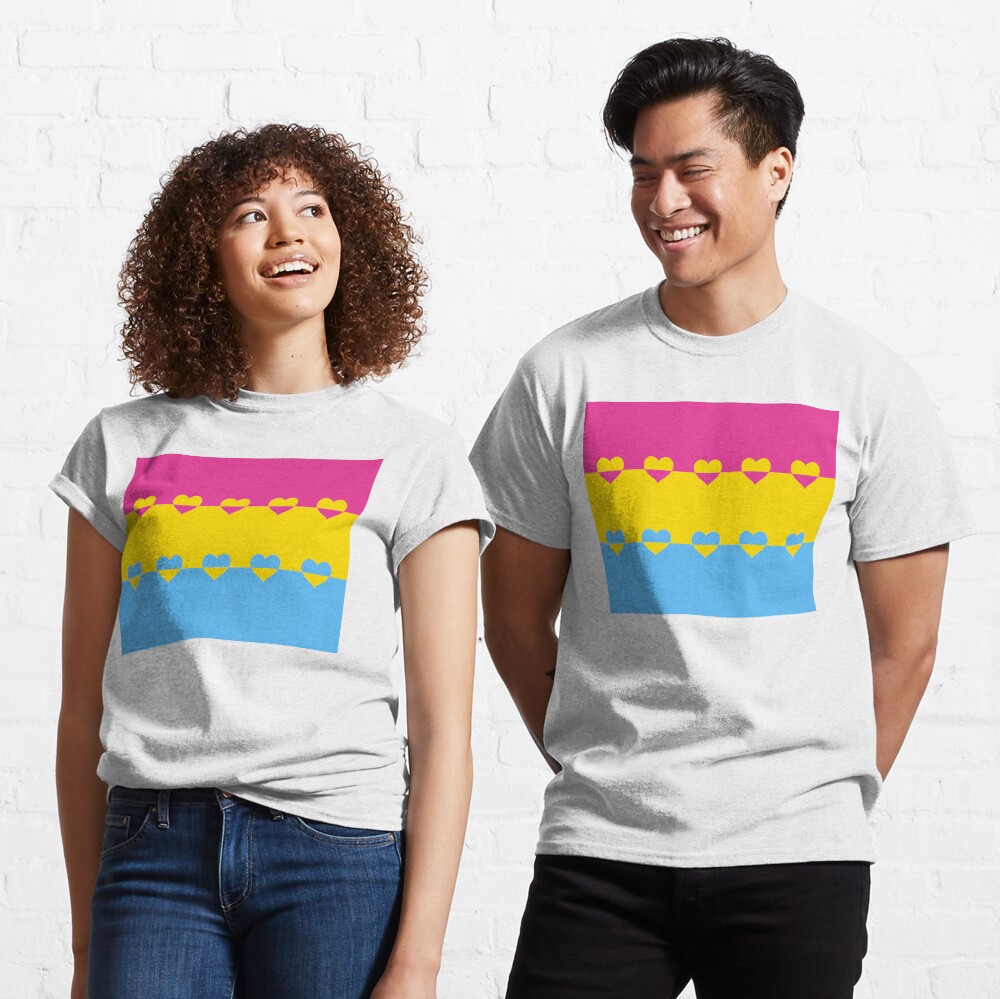 LGBTQ Flag with Hearts v1 - Pansexual Classic T-Shirt