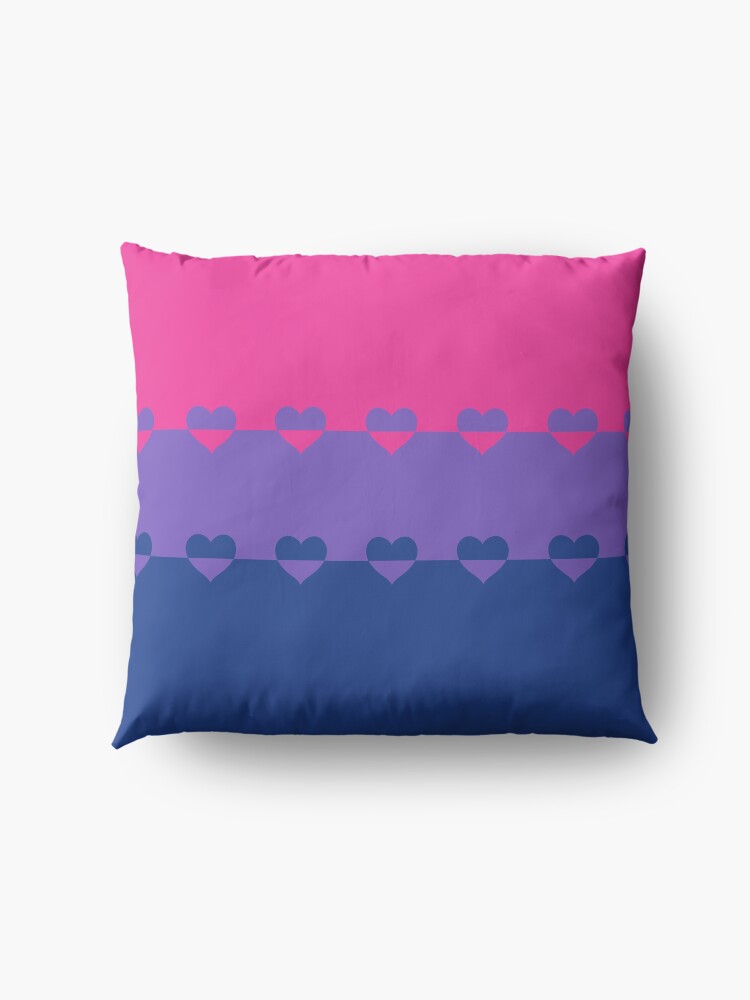 Alternate view of LGBTQ Flag with Hearts v1 - Bisexual Floor Pillow