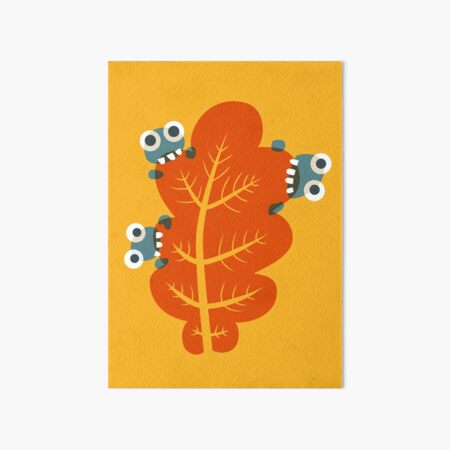 Cute Bugs Eating Autumn Leaves Art Board Print
